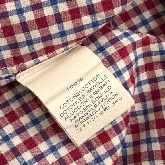 Brunello Cucinelli Men's Blue White Red Plaid Print Cotton Basic Fit Shirt M - Picture 4 of 5